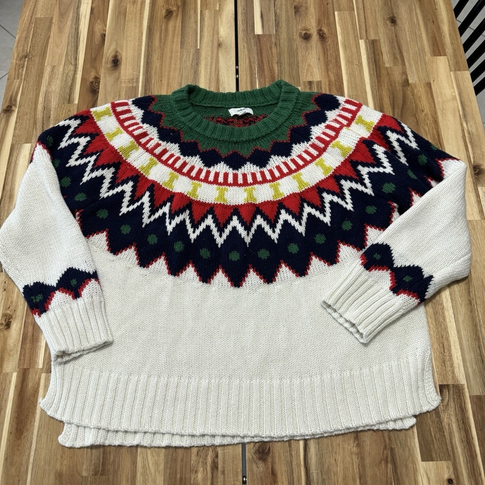 Aerie Sweater Womens XL Nordic Festive Feels Knit Fair Isle Holiday Christmas